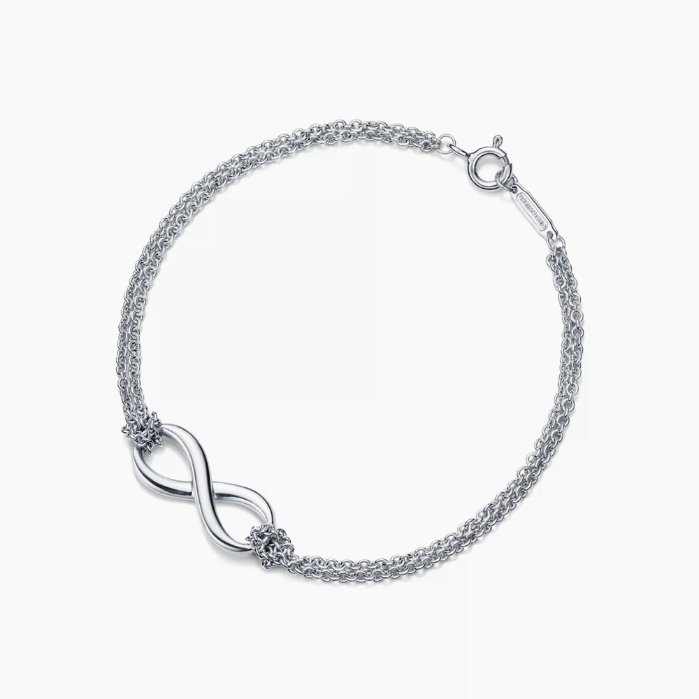 Tiffany & Co. Infinity Double Chain Bracelet Sterling Silver 6.5” –Authentic - Picture 3 of 7